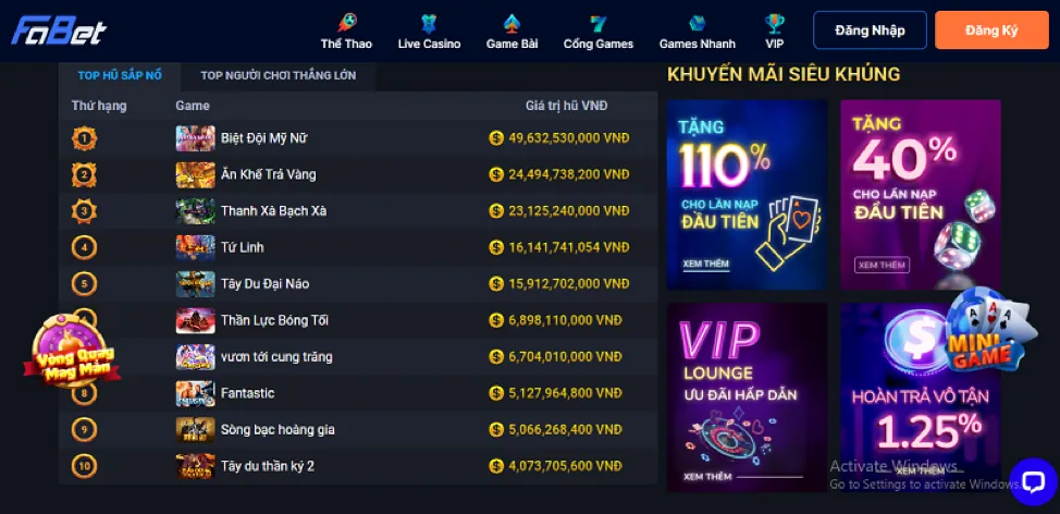 Các loại trò chơi tại qq288 code
